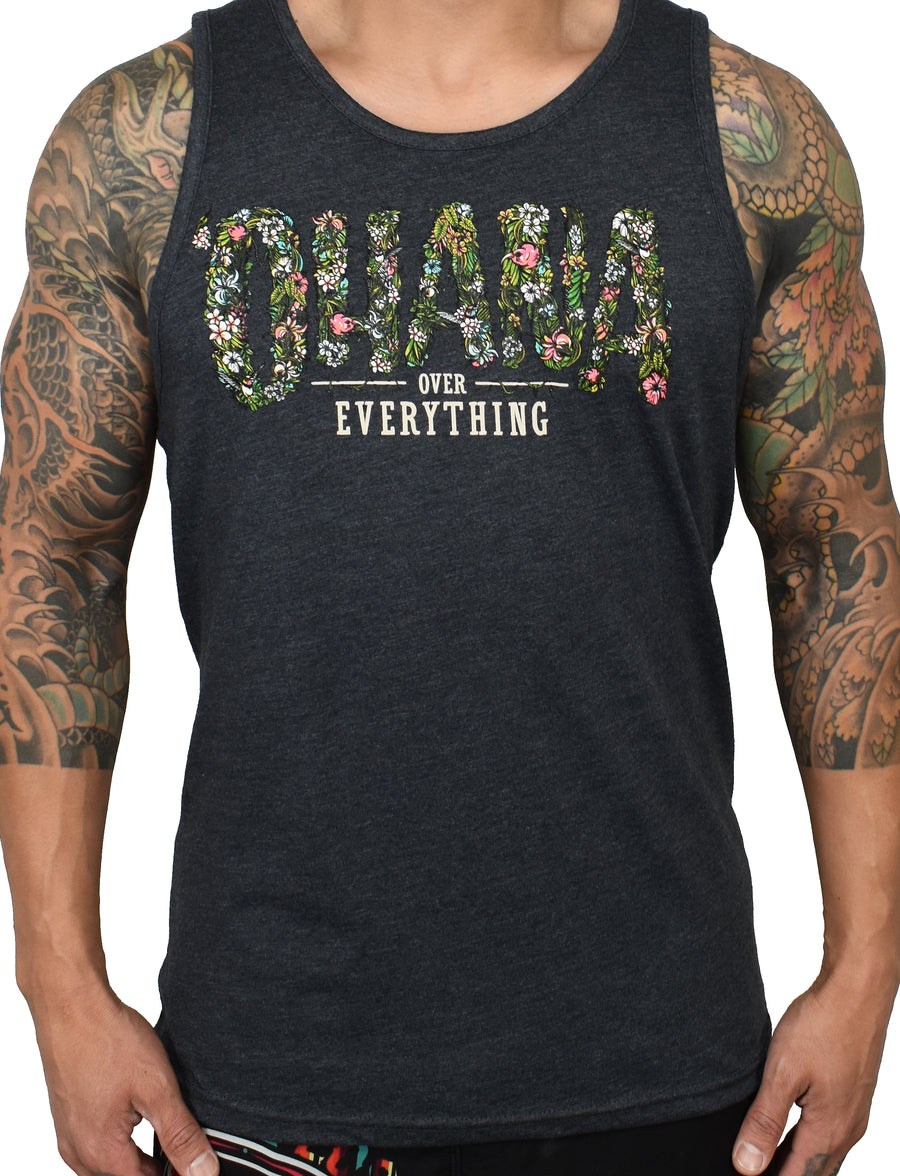 Men's 'Ohana Over Everything' Tank - Charcoal